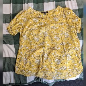 Yellow and White Floral Blouse